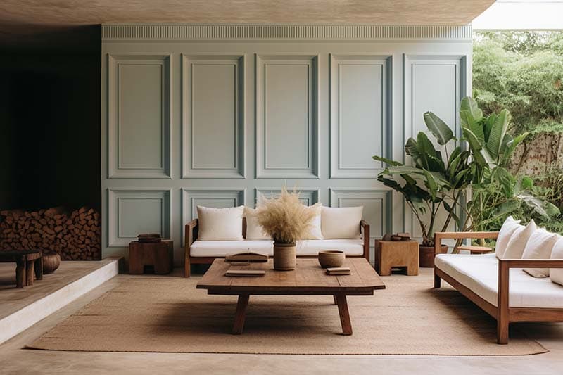 3D Effect Wooden Texture Mural Wallpaper shown in a room