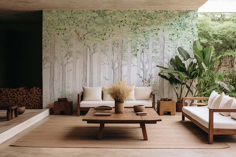 Bahar, Summer Forest Vibes Wallpaper Mural shown in a room