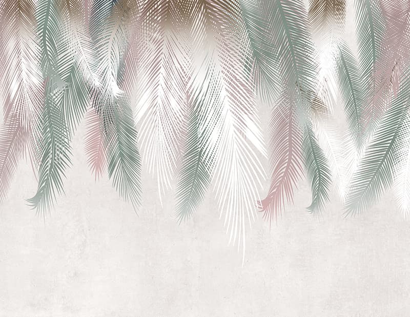 Hanging Palm Leaves Frescoes Wallpaper Mural pattern detail