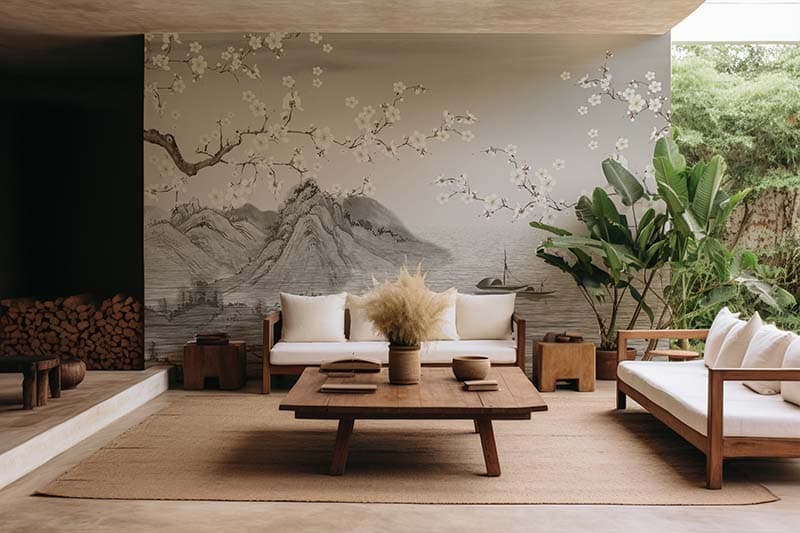 Serene Waadi Landscape Wallpaper Mural shown in a room