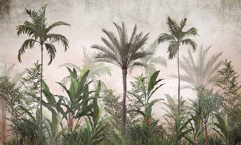 Tropical Foggy Forest Wallpaper Mural pattern detail
