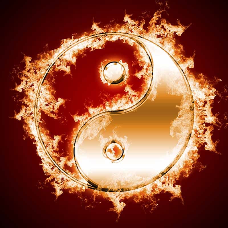 Flaming Yin Yang Wallpaper Mural pattern detail