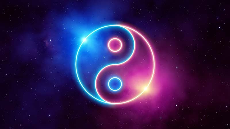 Galactic Yin Yang Neon Effect Wallpaper Mural pattern detail