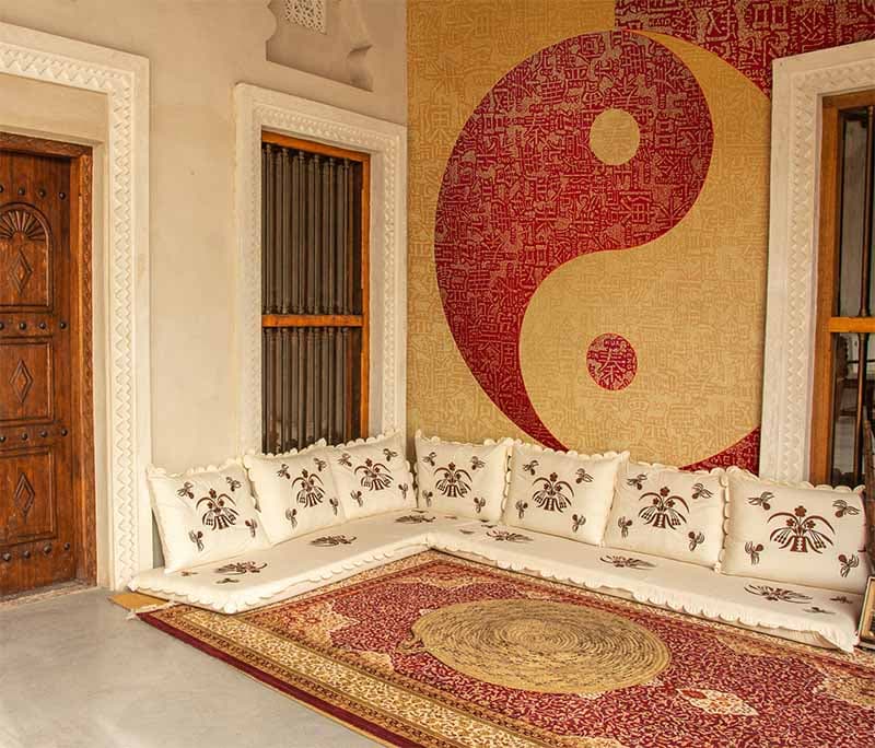 Luxurious Yin-Yang symbol Wallpaper Mural shown in a room