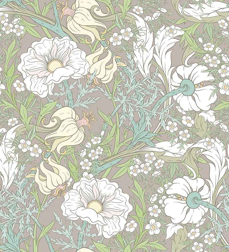 Art Nouveau Bloomscape Wallpaper Mural pattern detail