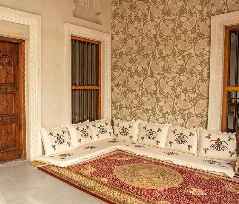 Art Nouveau Blossom Trail Mural Wallpaper shown in a room