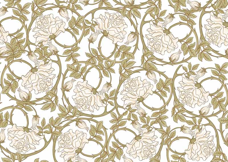 Art Nouveau Blossom Trail Mural Wallpaper pattern detail