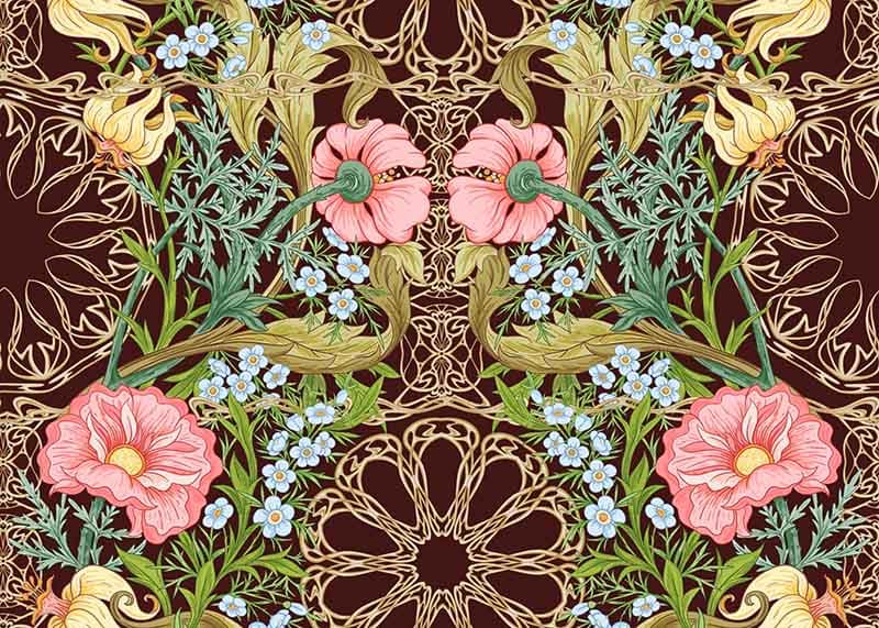 Art Nouveau Floral Delight Wallpaper Mural pattern detail