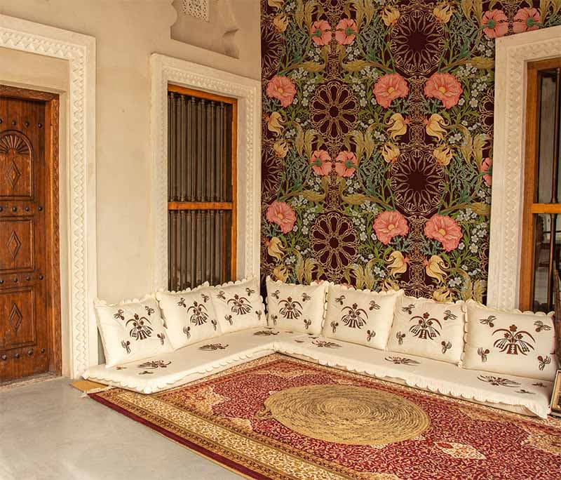 Art Nouveau Floral Delight Wallpaper Mural shown in a room