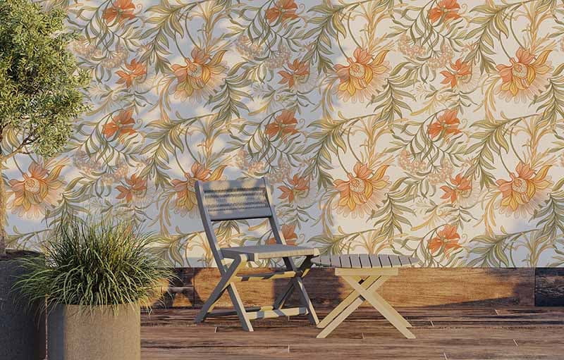 Art Nouveau Petal Dance Wallpaper Mural shown in a room