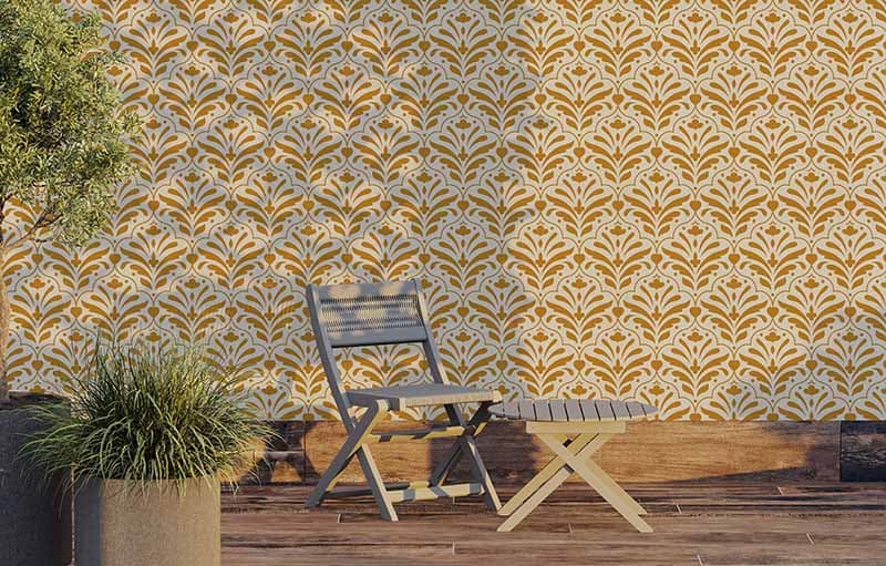 Elegant Art Nouveau Pattern Wallpaper Mural shown in a room