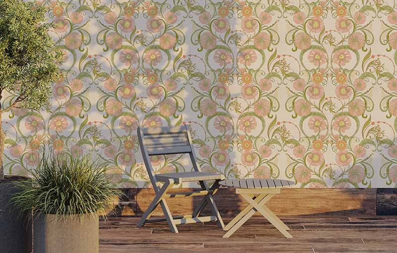 Nouveau Flowered Dream Wallpaper Mural shown in a room
