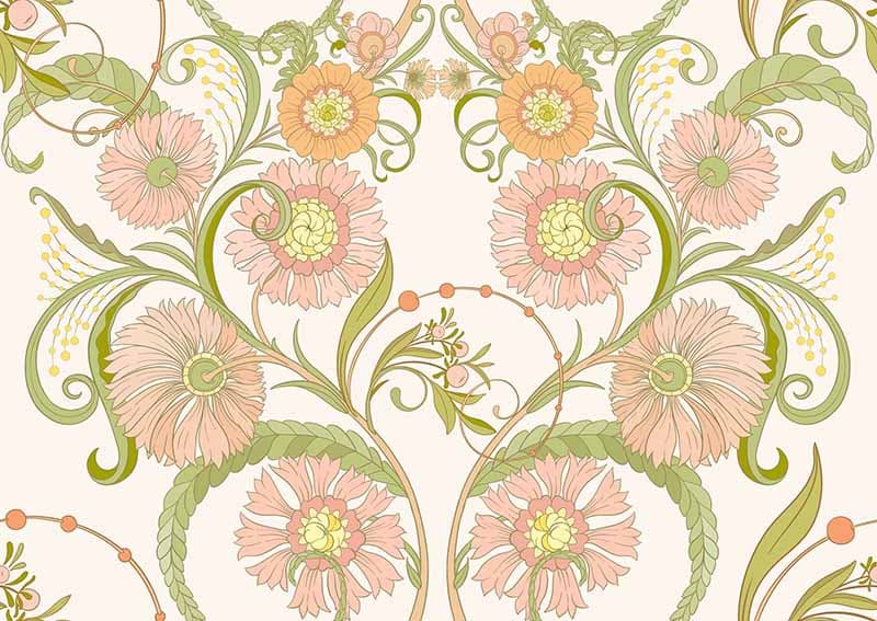Nouveau Flowered Dream Wallpaper Mural pattern detail