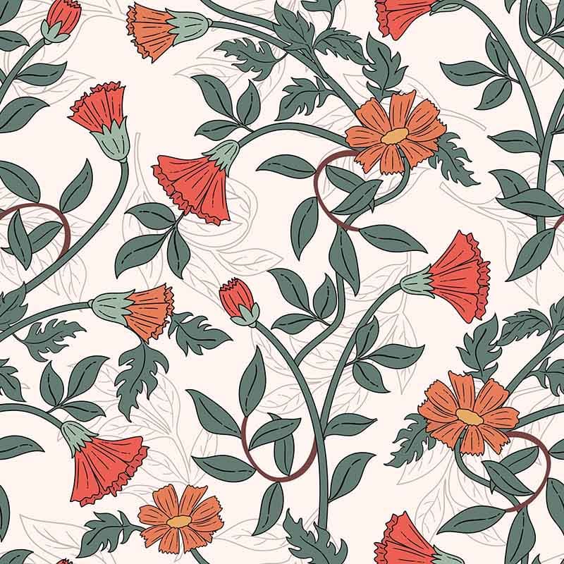 Ornamental Blossom Art Nouveau Wallpaper Mural pattern detail