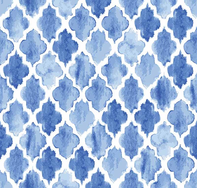 Blue Watercolor Moroccan Pattern Wallpaper Mural pattern detail