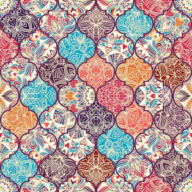 Colorful Turkish Style Patchwork Wallpaper Mural pattern detail