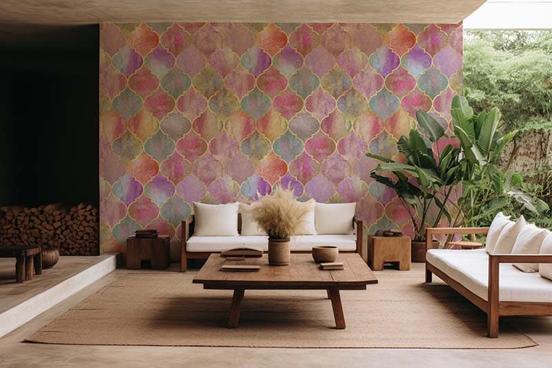 Golden Contour Moroccon Vibes Wallpaper Mural shown in a room