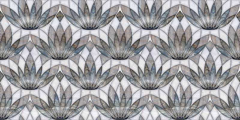 Kamal, Lotus Wall Tiles Pattern Wallpaper Mural pattern detail