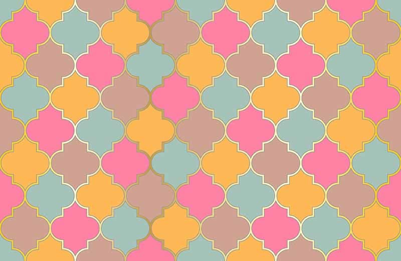 Moroccan Golden Grid Pattern Mural Wallpaper pattern detail