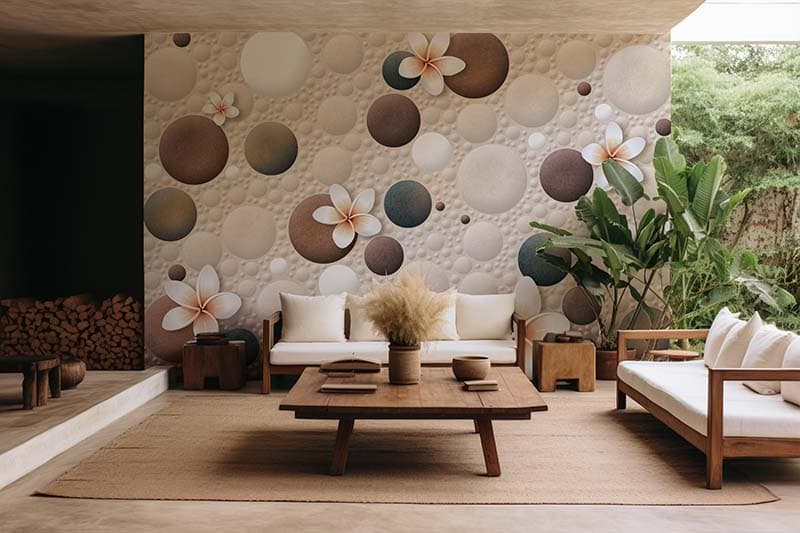 Rajni, 3D Floral Wall Tiles Wallpaper Mural shown in a room