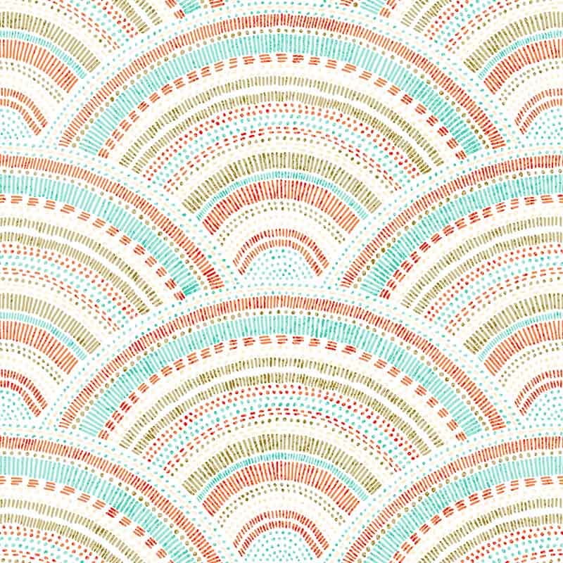 Urmi, Vintage Wavy Seigaiha Wallpaper Mural pattern detail