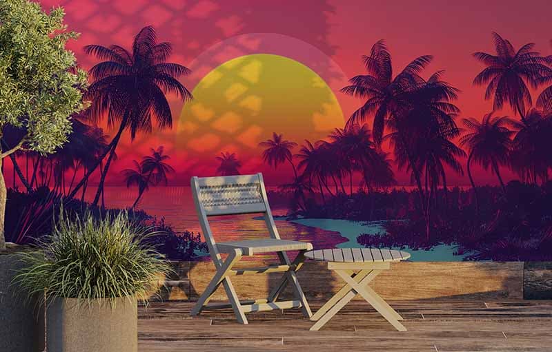 Aasma Beach Sunset Serenity Wall Mural Wallpaper shown in a room