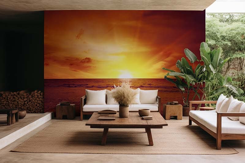 Lalima, Golden Twilight Sunset Wallpaper Mural shown in a room
