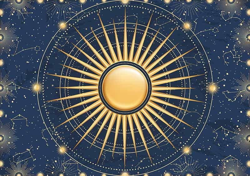 Celestial Blaze, 3D Golden Sun Wallpaper Mural pattern detail