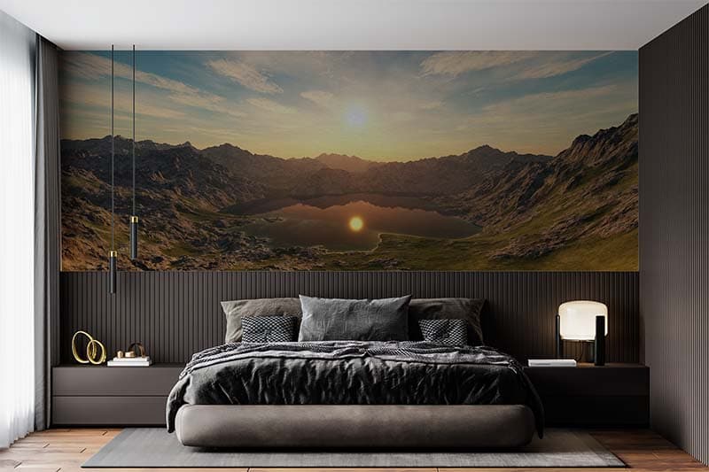 Manohari, Mountain Sunrise Wallpaper Mural shown in a room