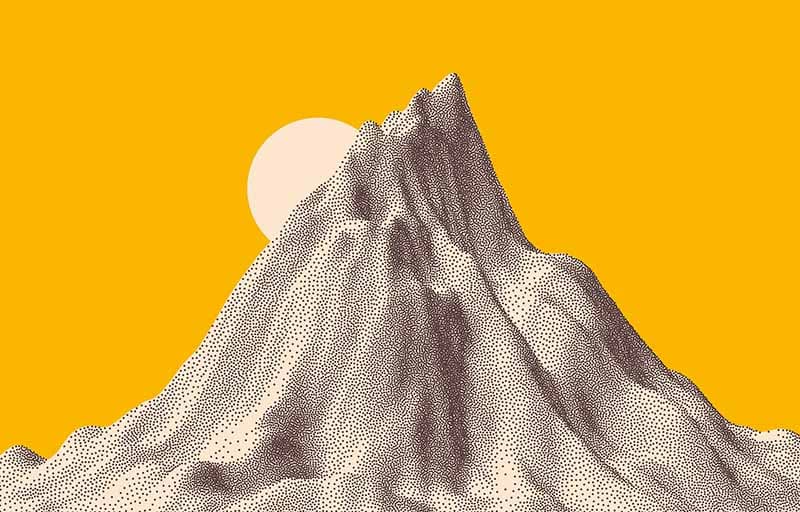 Oasis, 3D Mountain Peak Sunrise Wallpaper Mural pattern detail