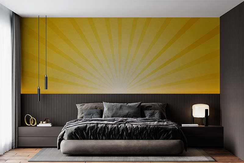 Suryakiran, Radiant Sun Rise Wallpaper Mural shown in a room