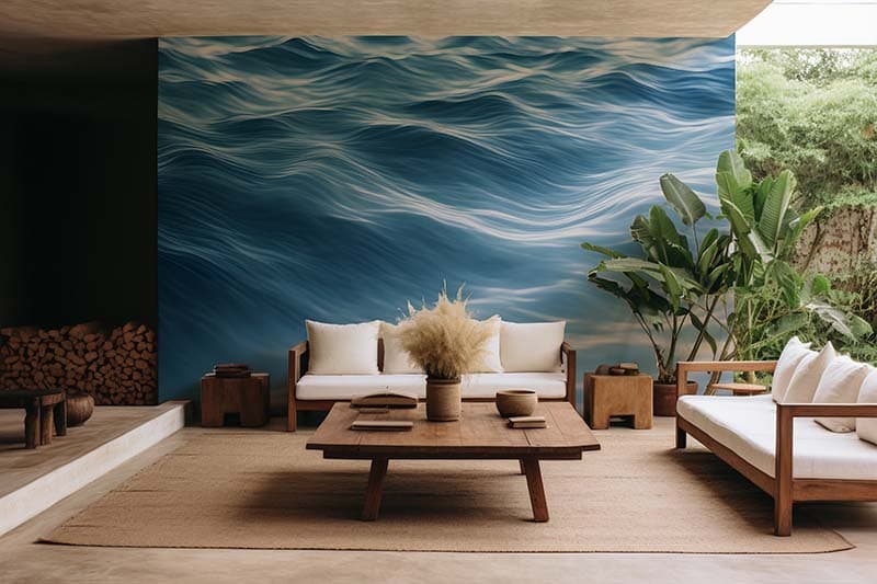 Calm Tides, Gentle Ocean Waves Wallpaper Mural shown in a room