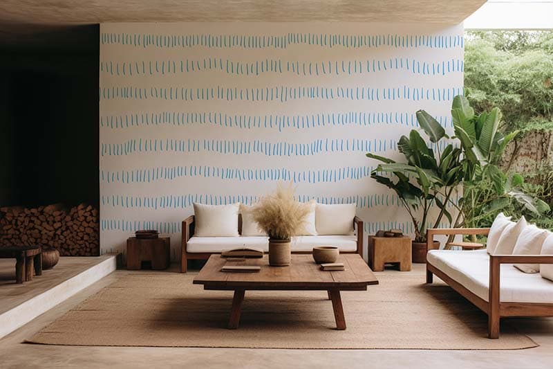 Irregular Chaotic Doodle Wallpaper Mural shown in a room