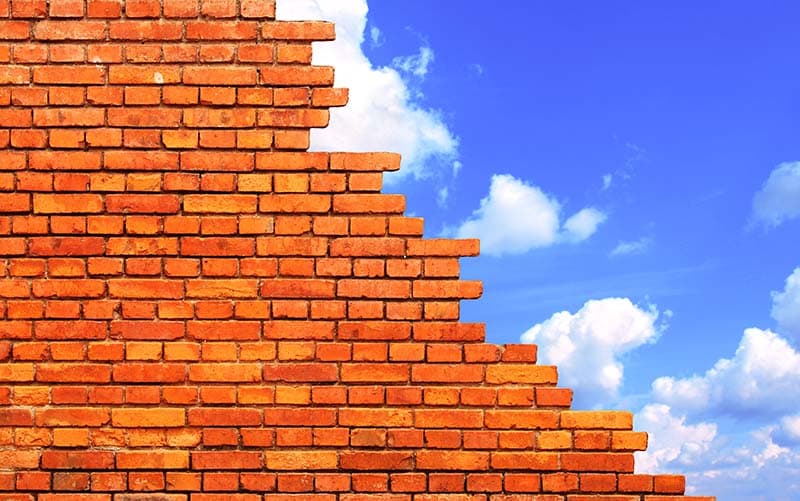 Half Brick and Serene Blue Sky Wallpaper Mural pattern detail
