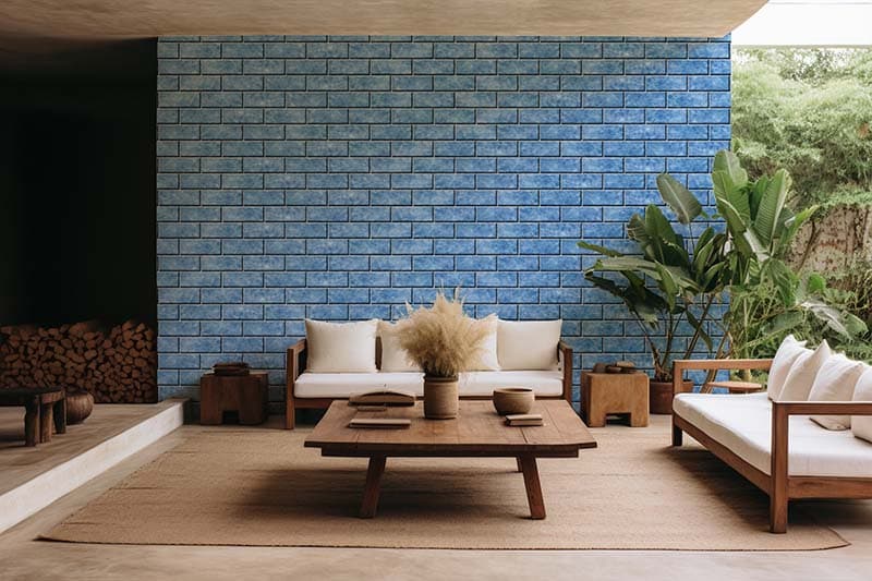 Oceanic Bricks Texture Wallpaper Mural shown in a room