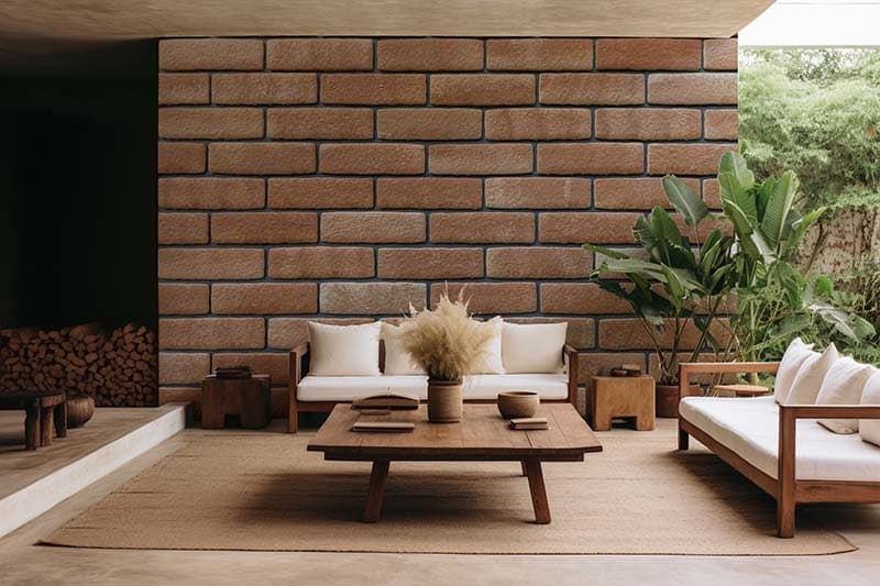 Terra Blend Brown Brick Magic Wallpaper Mural shown in a room
