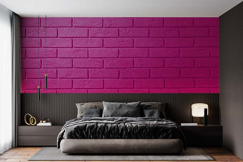 Blushing Brick Wall Elegance Wallpaper Mural shown in a room