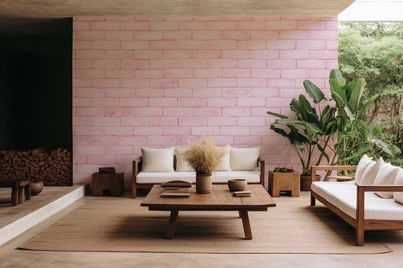 Pink Brick Harmony Melody Wallpaper Mural shown in a room