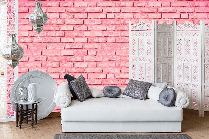 Pink Brick Tranquil Gateway Wallpaper Mural shown in a room