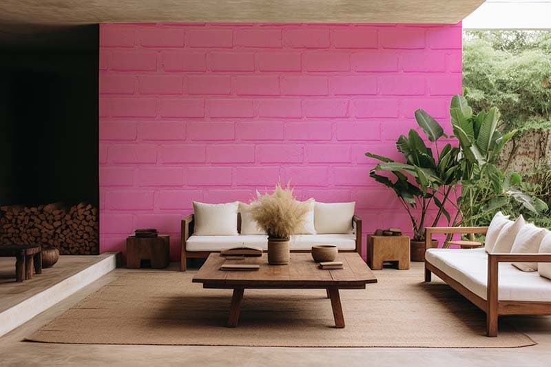 Pink Brick Whispering Serenity Wallpaper Mural shown in a room