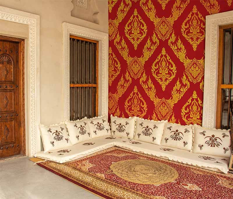 Thai Style Golden Luxe Wallpaper Mural shown in a room