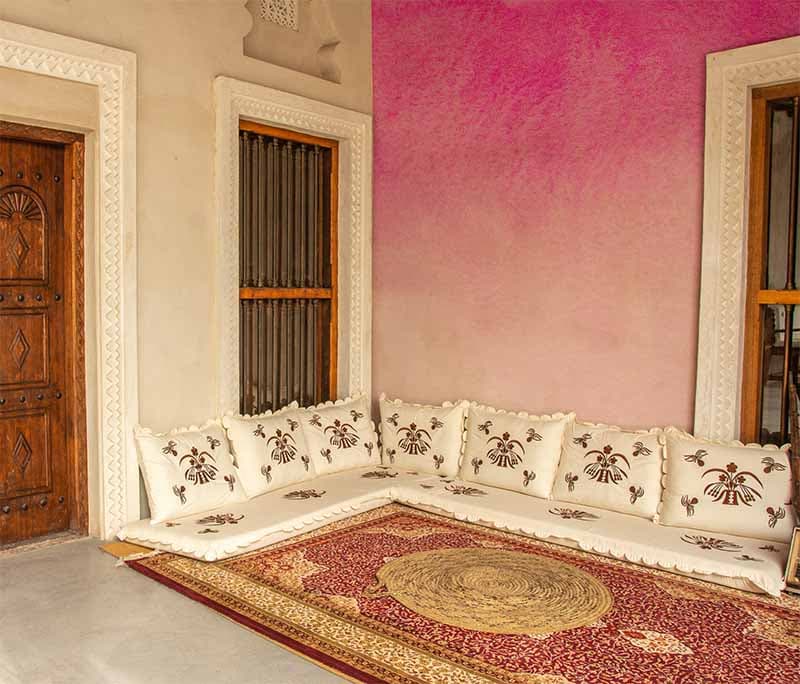 Watercolor Light Pink Ombre Wallpaper Mural shown in a room