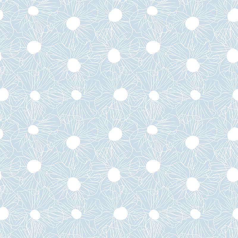 Aesthetic Pastel Sky Blue Floral Wallpaper Mural pattern detail