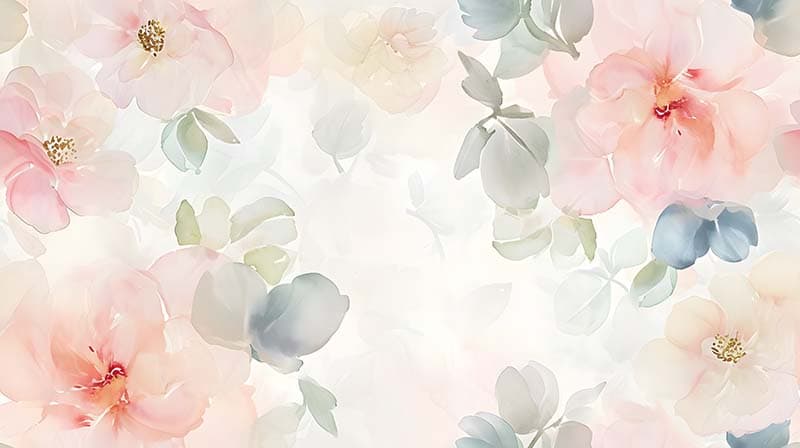 Kusum, Watercolor Pastel Floral Wallpaper pattern detail