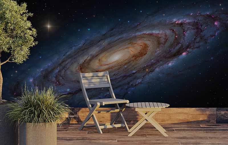 Milky Way Galaxy Space Realistic Wallpaper Mural shown in a room