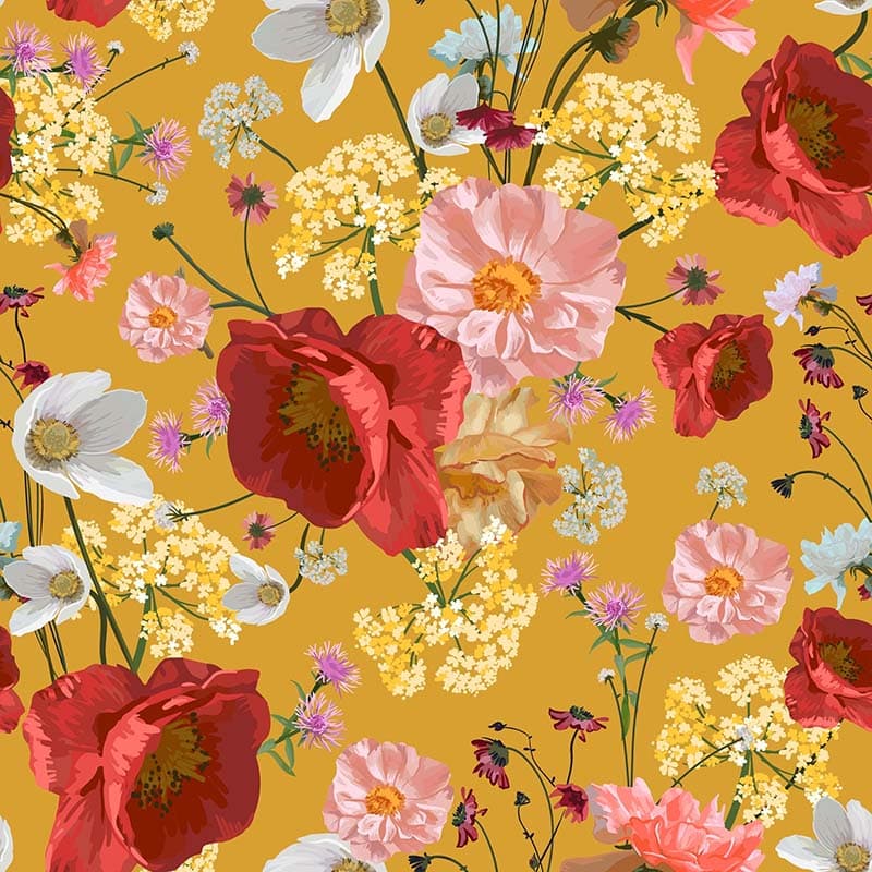 Blooming Realism Floral Wallpaper Mural pattern detail
