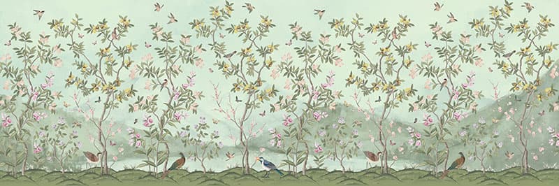 Blossoming Chinoiserie Botanical Wallpaper Mural pattern detail
