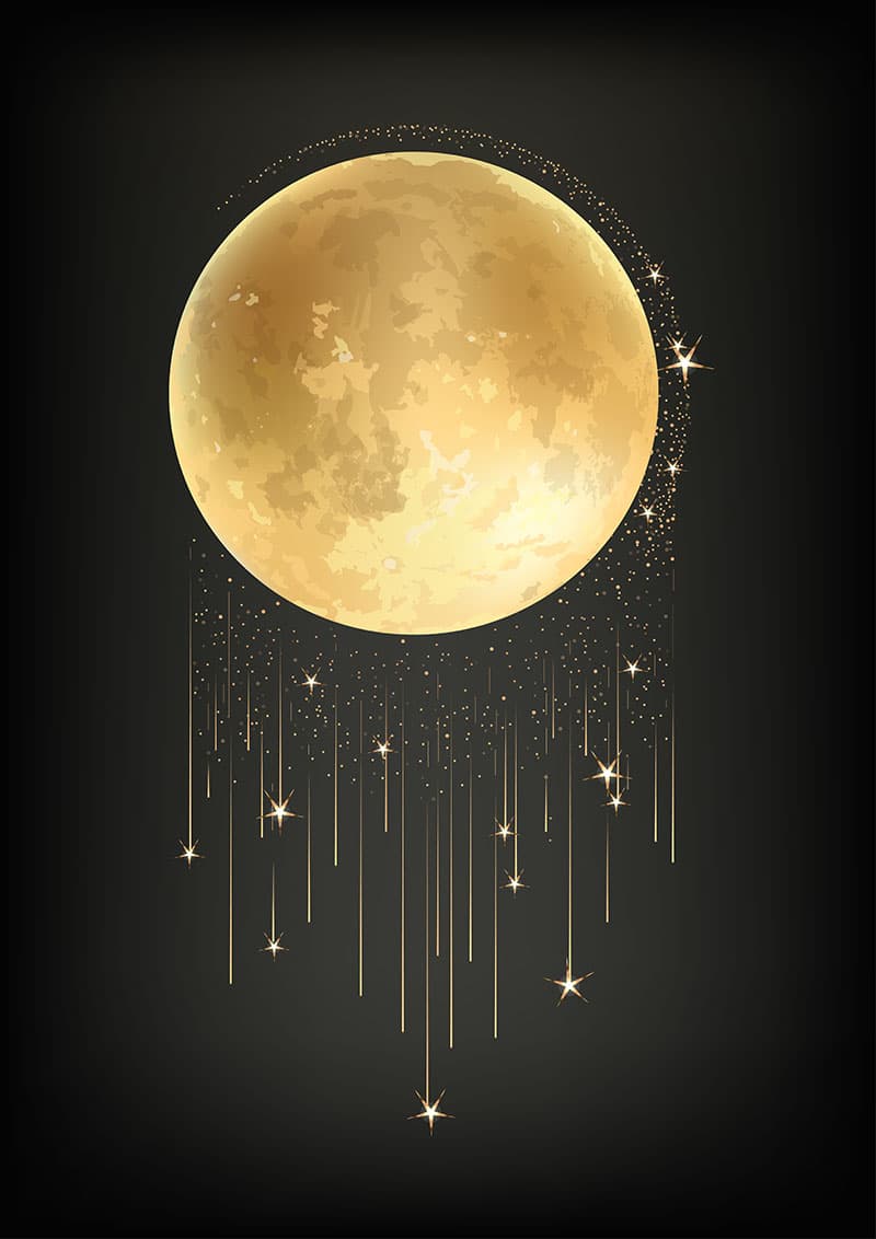Hiranmaya, Golden Glowing Moon Wallpaper Mural pattern detail
