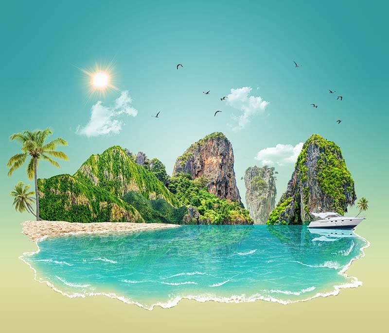 Island Paradise Wallpaper Mural pattern detail
