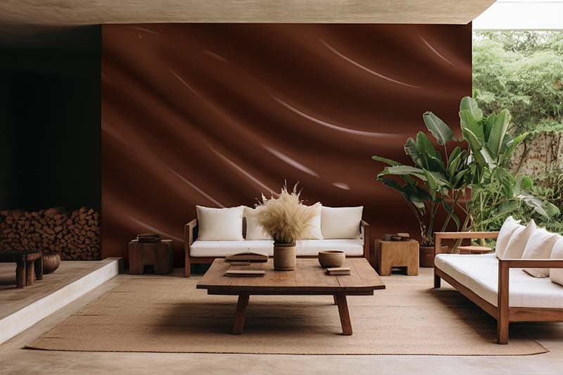 Realistic Chocolate Waves Wallpaper Mural shown in a room